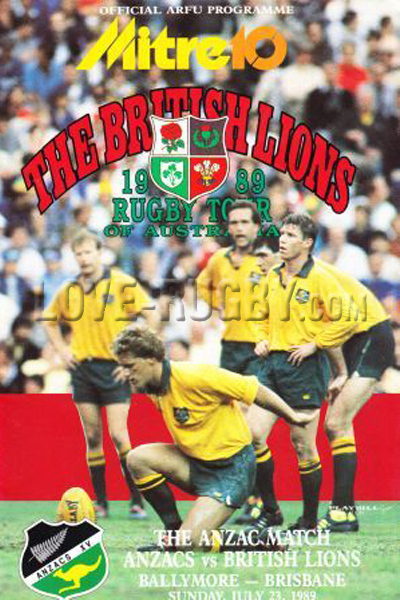 1989 Anzac XV v British Lions  Rugby Programme